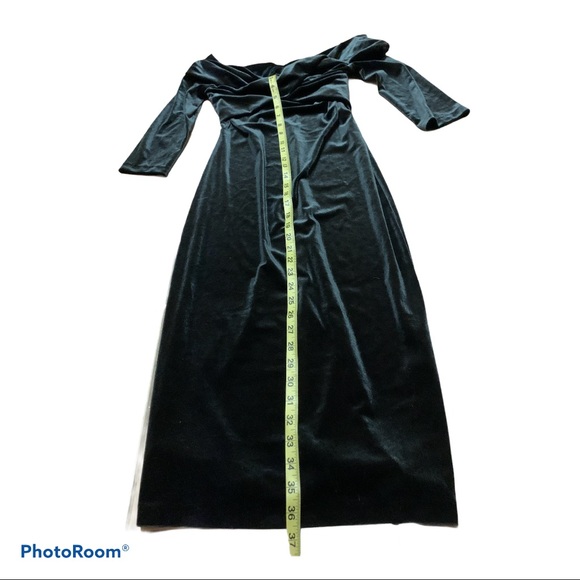 Zara Basic off shoulder green velour dress - Picture 8 of 15
